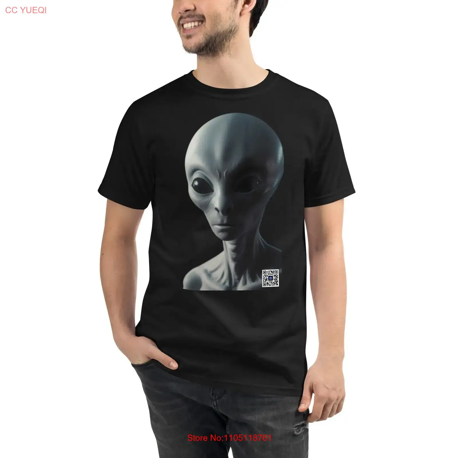 3D Printing Qr Code - Camiseta Alien orgánica, cámara para teléfono