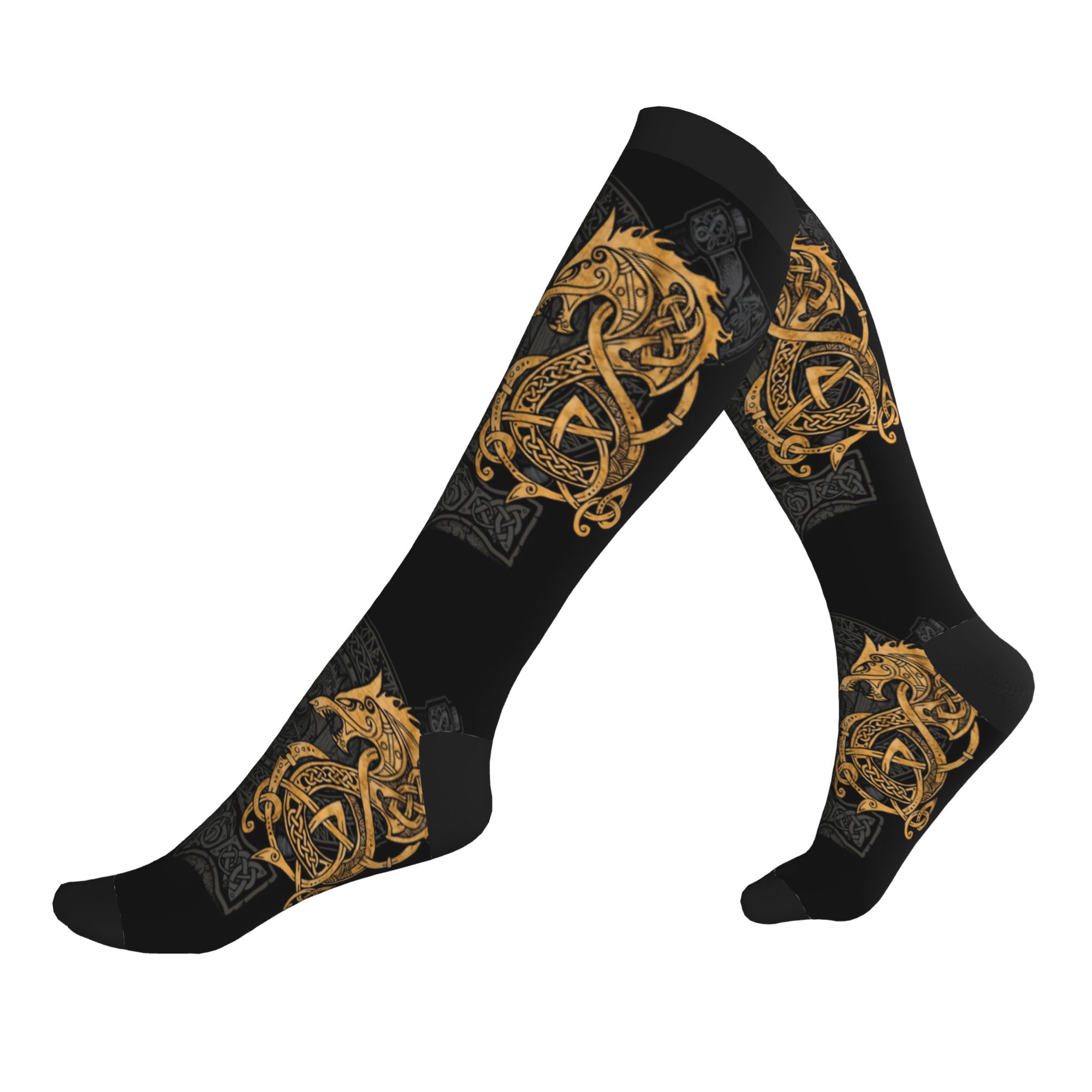3D Printing Gold - Calcetines deportivos Harajuku Fighting Fenrir Gold
