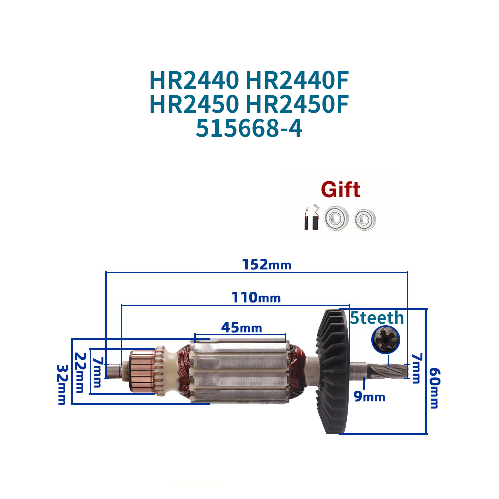 Makita Drill Hp1640 - Rotor de armadura 220-240V para taladro